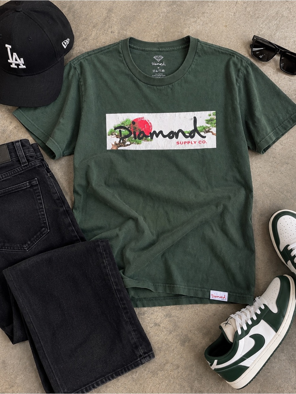 Diamond Supply Co Green Bonsai Graphic Tee M